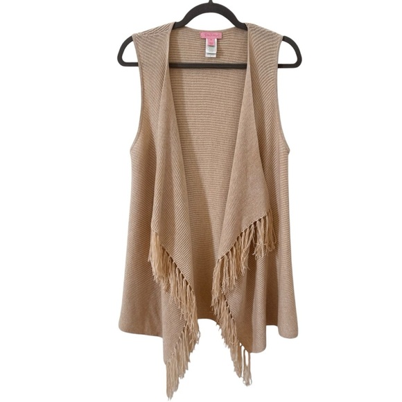 Lilly Pulitzer Andela Sweater Vest in Heather Sand Dune Metal Size M - Picture 2 of 10